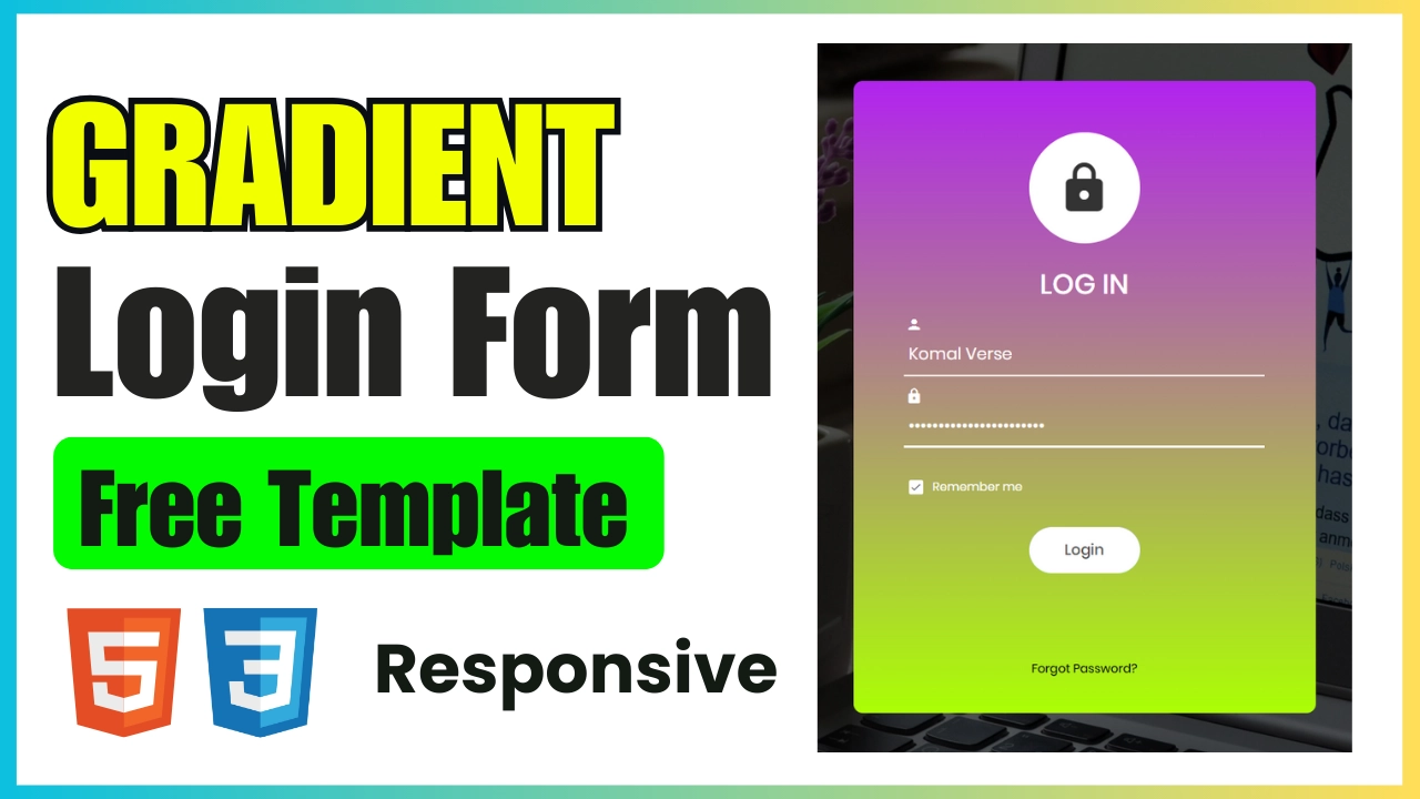 Create Gradient Login Form with Free Template HTML, CSS, Bootstrap